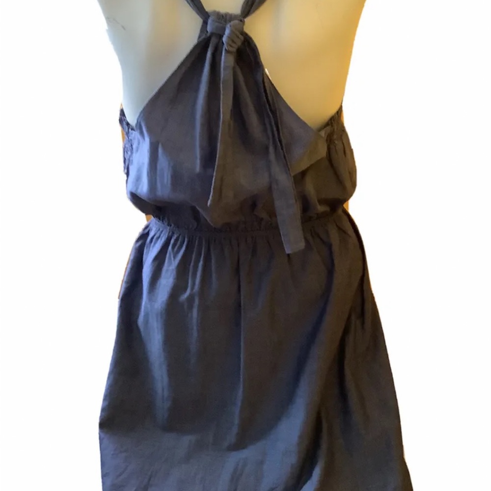 J. Crew sleeveless chambray cotton dress twisted back tie size small
